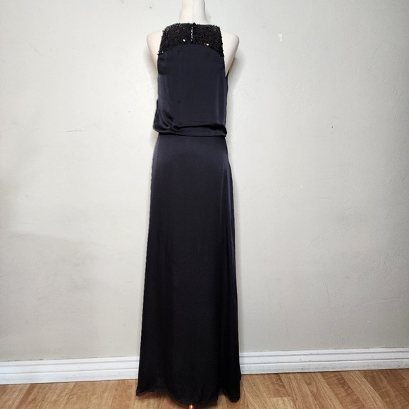 Halston Heritage Black Silk and Sequin Asymmetrical Gown size 4 - Picture 4 of 13